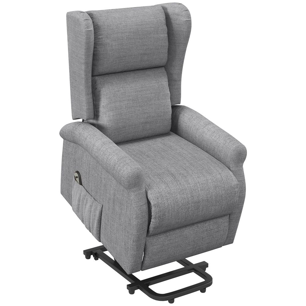 Power Lift Chair for the Elderly Fabric Recliner Armchair w/ Remote Grey - Recliner from HOMCOM