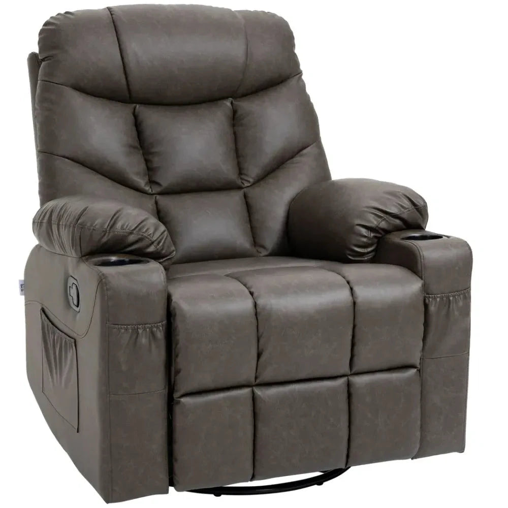 PU Leather Manual Recliner Chair, Recliner Armchair for Living Room, Brown by HOMCOM