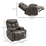 PU Leather Manual Recliner Chair, Recliner Armchair for Living Room, Brown by HOMCOM