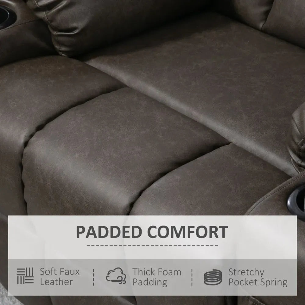 PU Leather Manual Recliner Chair, Recliner Armchair for Living Room, Brown - Recliner from HOMCOM