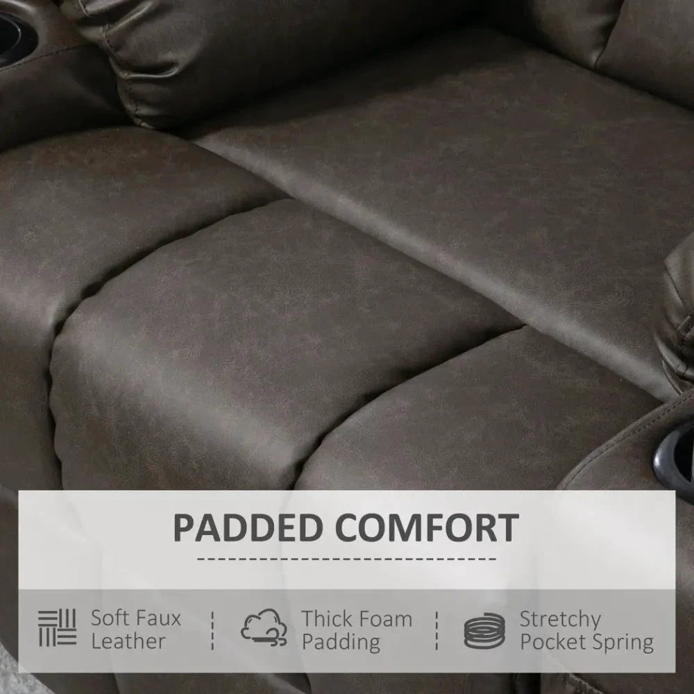 PU Leather Manual Recliner Chair, Recliner Armchair for Living Room, Brown by HOMCOM