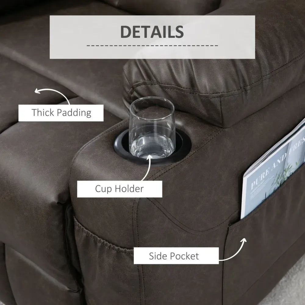 PU Leather Manual Recliner Chair, Recliner Armchair for Living Room, Brown - Recliner from HOMCOM