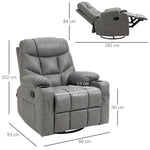 PU Leather Manual Recliner Chair Recliner Armchair Grey 360 Degreee swivel by HOMCOM