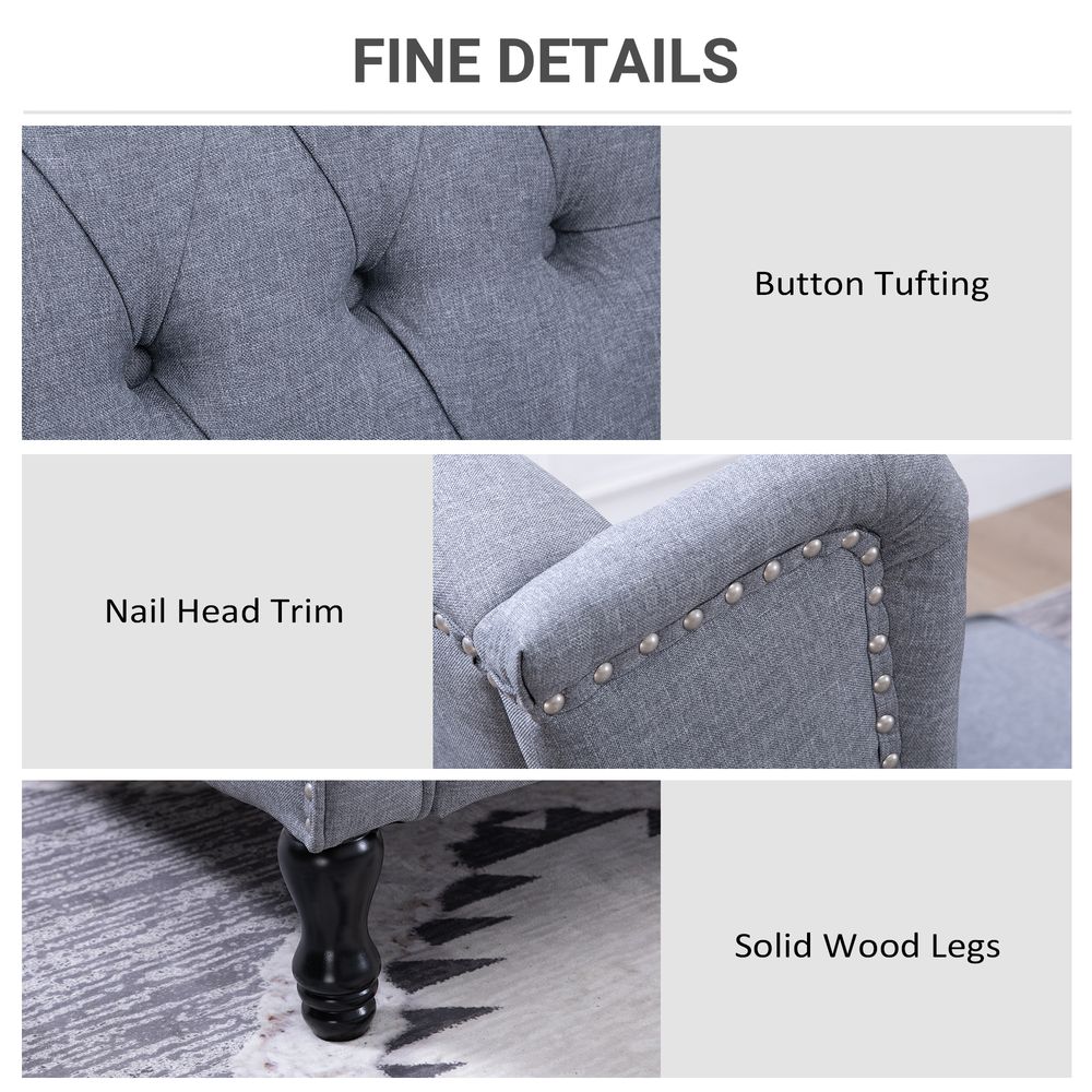 Recliner Armchair for Living Room Fabric Reclining Chair w/ Footrest Light Grey - Recliner from HOMCOM