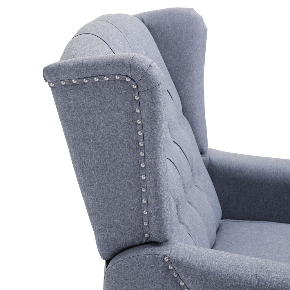 Recliner Armchair for Living Room Fabric Reclining Chair w/ Footrest Light Grey - Recliner from HOMCOM