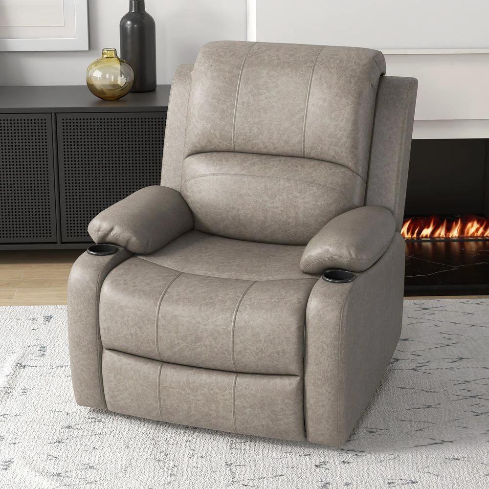 Recliner Armchair for Living Room, Recliner Chair with Cup Holder by HOMCOM