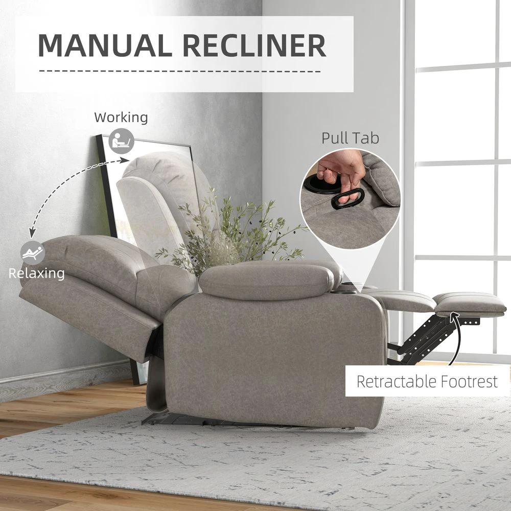 Recliner Armchair for Living Room, Recliner Chair with Cup Holder by HOMCOM