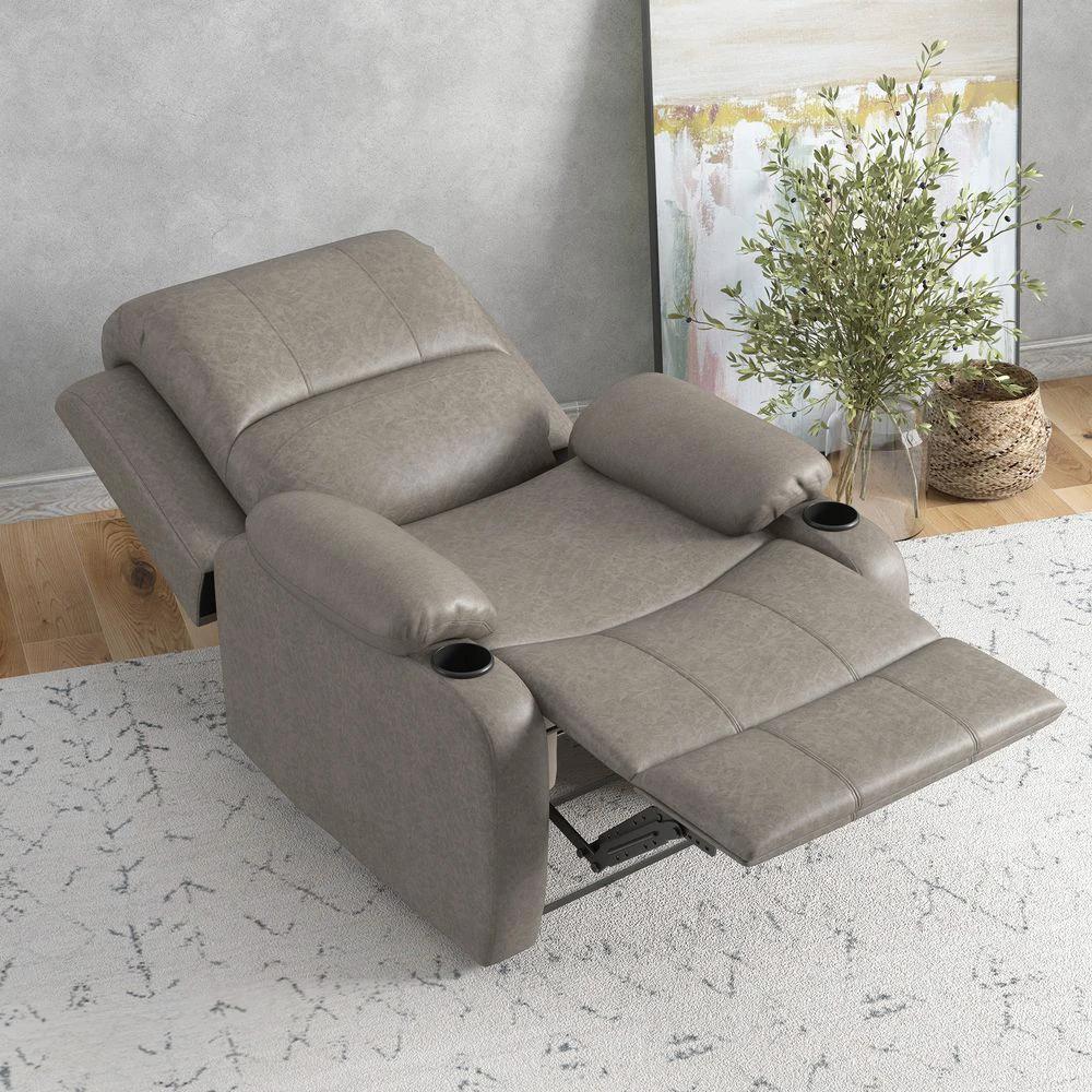 Recliner Armchair for Living Room, Recliner Chair with Cup Holder by HOMCOM