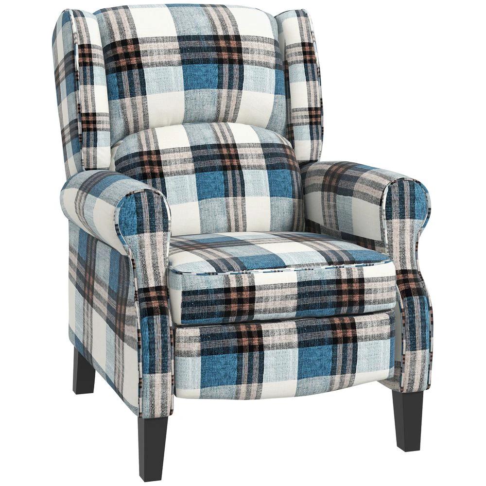 Recliner Chair for Living Room Wingback Chair with Padded Armrest Blue by HOMCOM