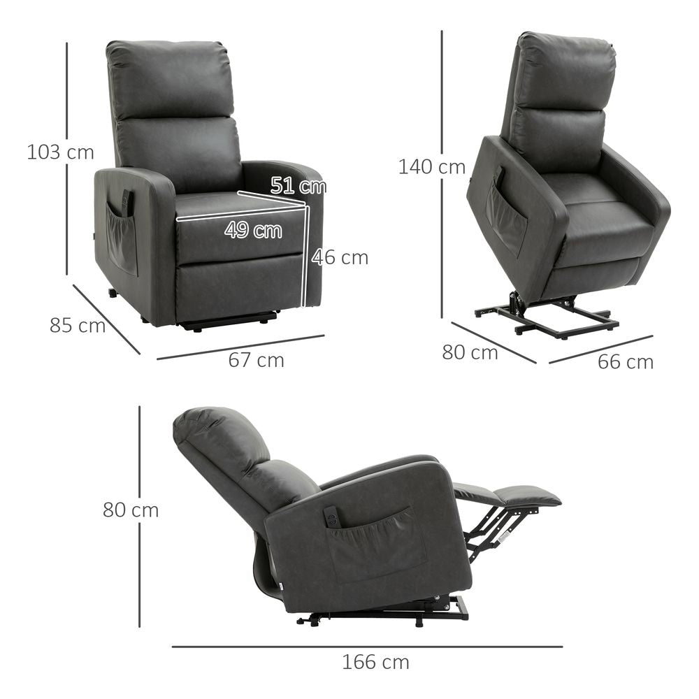 Riser and Recliner Chair, Lift Chair for Living Room w/ Remote, Grey - Recliner from HOMCOM