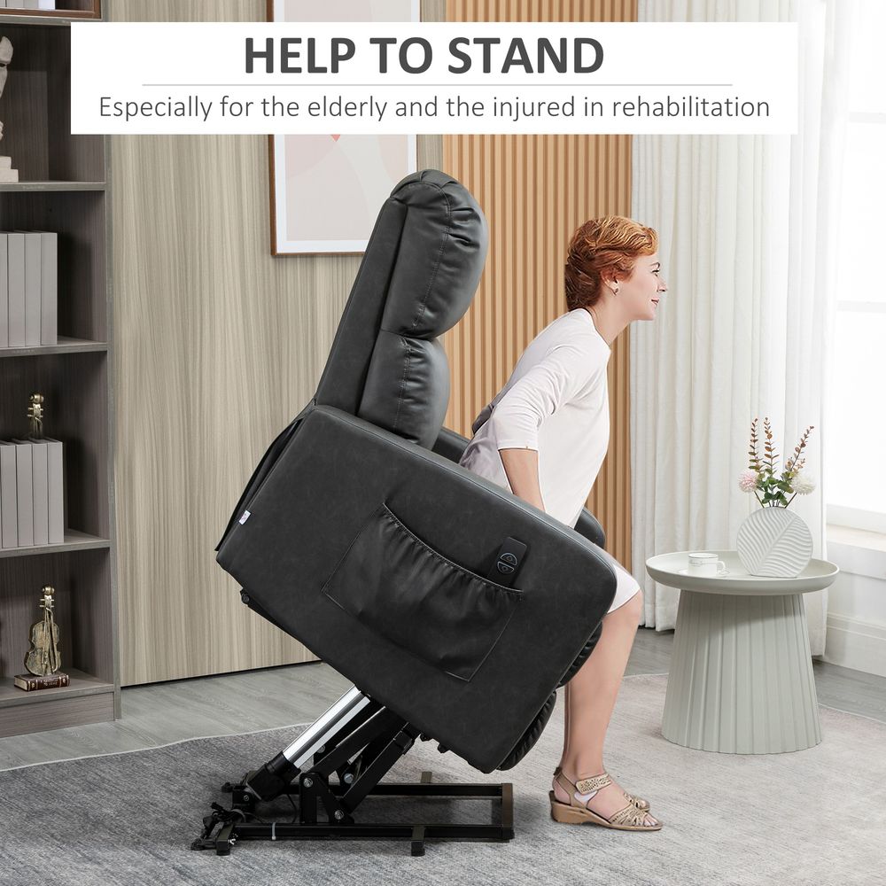 Riser and Recliner Chair, Lift Chair for Living Room w/ Remote, Grey - Recliner from HOMCOM