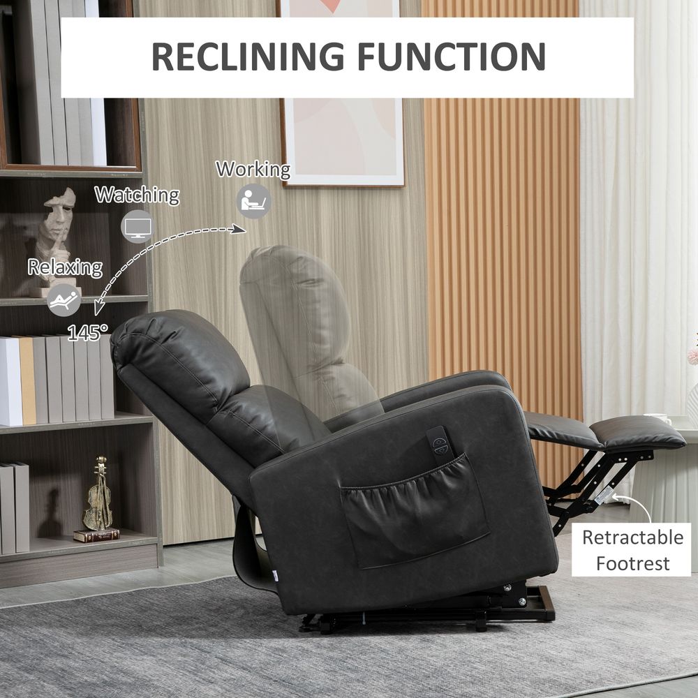Riser and Recliner Chair, Lift Chair for Living Room w/ Remote, Grey - Recliner from HOMCOM