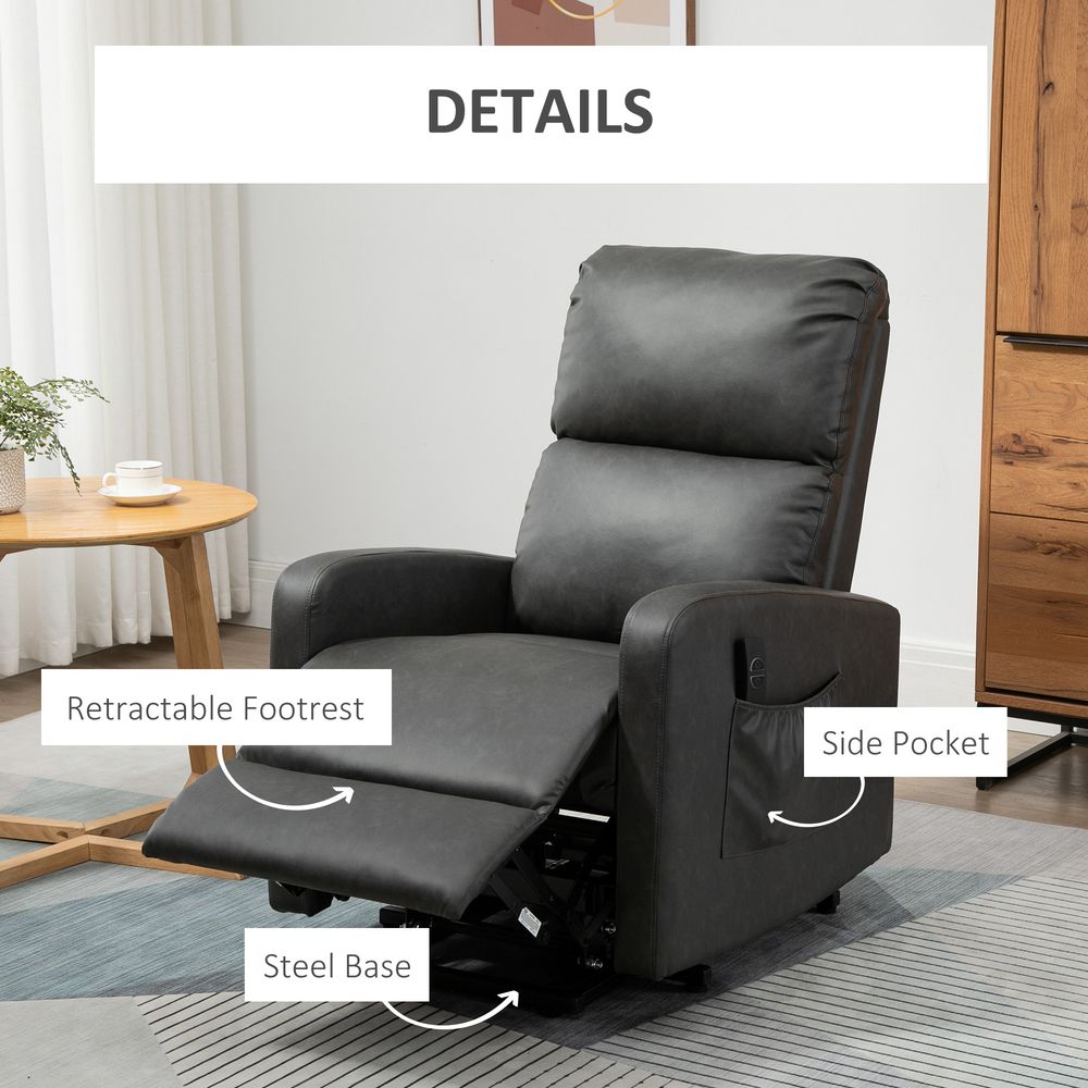 Riser and Recliner Chair, Lift Chair for Living Room w/ Remote, Grey - Recliner from HOMCOM