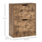 2 Drawer Shoe Cabinet Industrial Shoe Cupboard Homcom Flip Doors for Hallway - Shoe Storage from HOMCOM