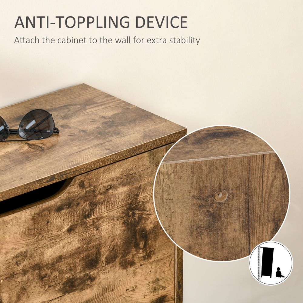 2 Drawer Shoe Cabinet Industrial Shoe Cupboard Homcom Flip Doors for Hallway - Shoe Storage from HOMCOM