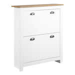 2 Drawer Shoe Cabinet Narrow Shoe Cupboard with Flip Doors White Homcom - Shoe Storage from HOMCOM
