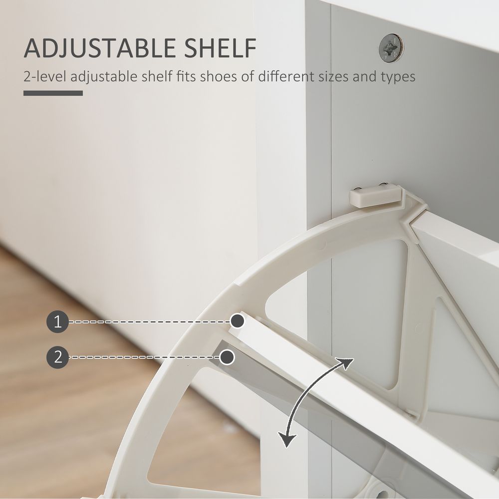 2 Drawer Shoe Cabinet Narrow Shoe Cupboard with Flip Doors White Homcom - Shoe Storage from HOMCOM