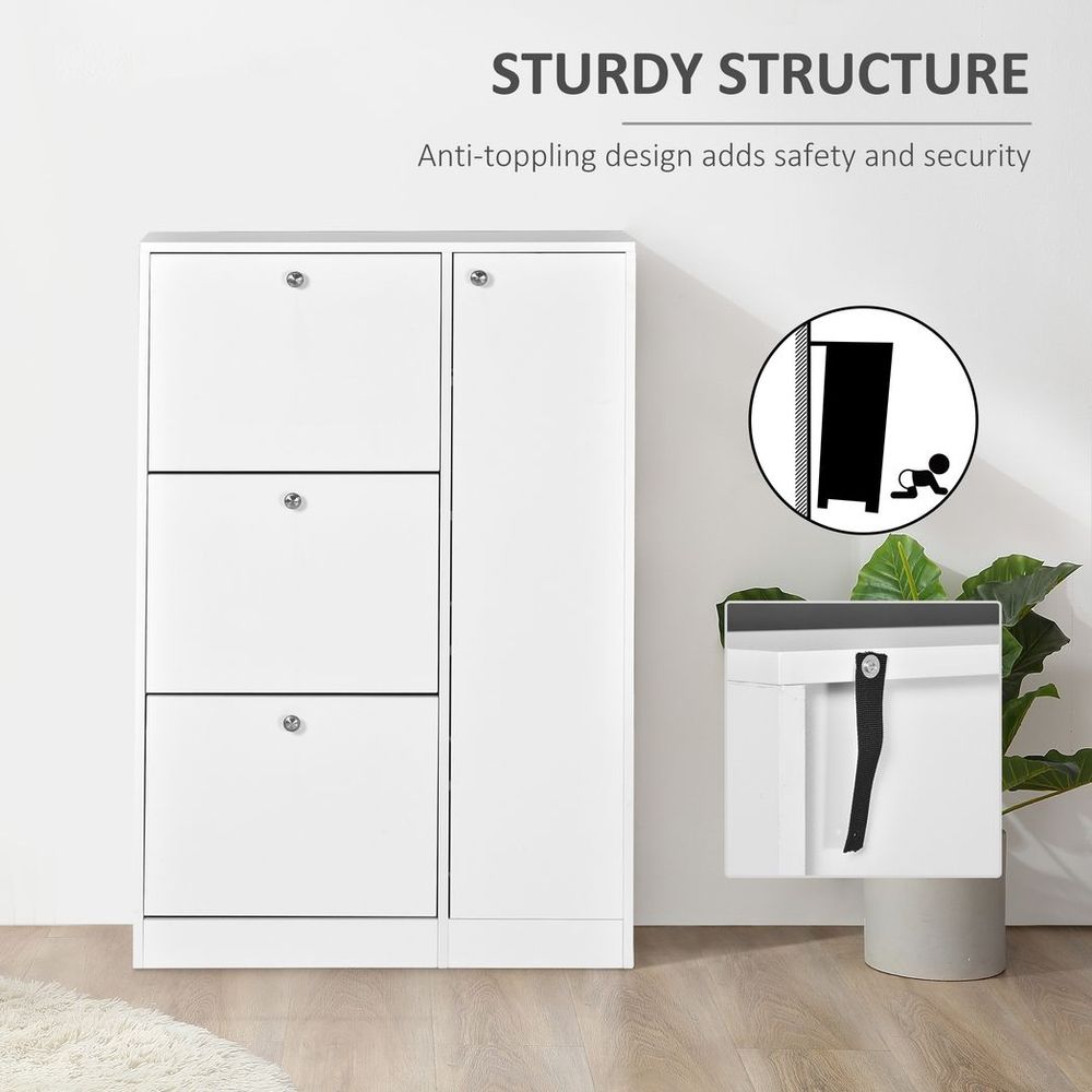 4 Compartment Shoe Storage Cabinet w/ Shelves Footwear Home Office Hallway - Shoe Storage from HOMCOM