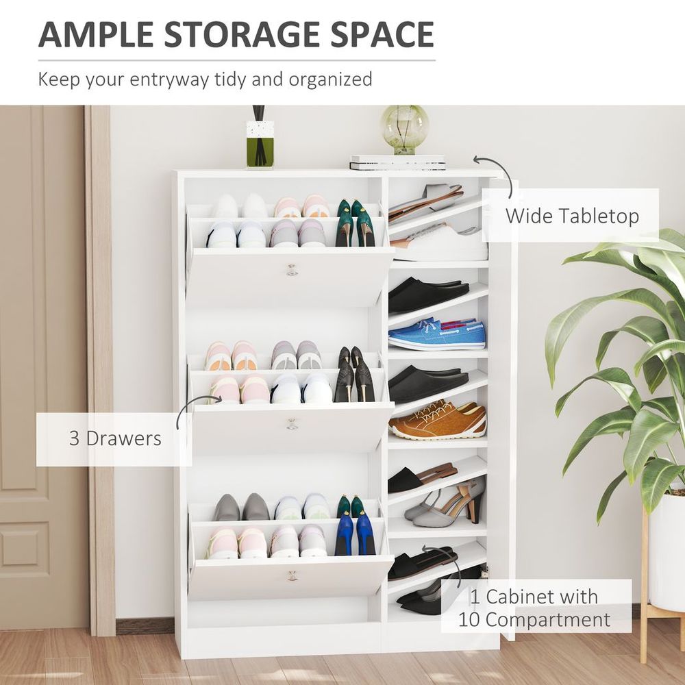 4 Compartment Shoe Storage Cabinet w/ Shelves Footwear Home Office Hallway - Shoe Storage from HOMCOM
