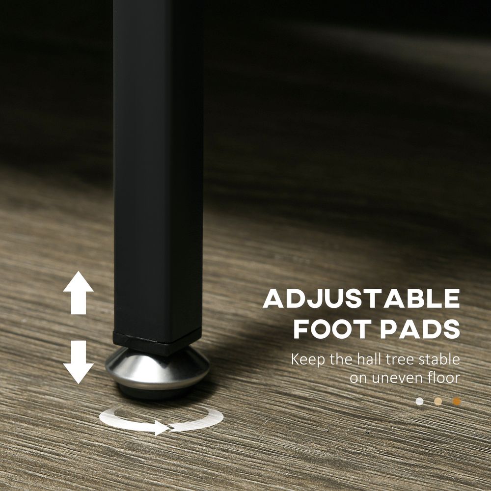 Coat Rack, Coat Stand with Shoe Storage, 5 Hooks for Hallway, Brown - Shoe Storage from HOMCOM