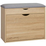 Entryway Shoe Bench with Cushion Storage Cabinet for Living Room Natural by HOMCOM