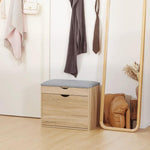 Entryway Shoe Bench with Cushion Storage Cabinet for Living Room Natural by HOMCOM