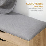 Entryway Shoe Bench with Cushion Storage Cabinet for Living Room Natural by HOMCOM