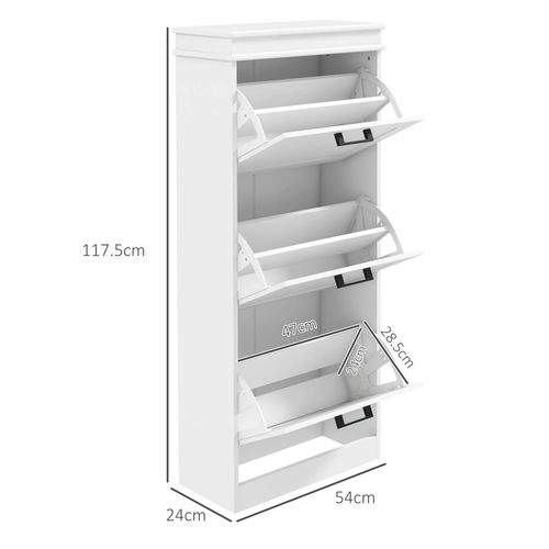 HOMCOM Slim Shoe Storage Cabinet with 3 Flip Drawers for Entryway, White - Shoe Storage from HOMCOM