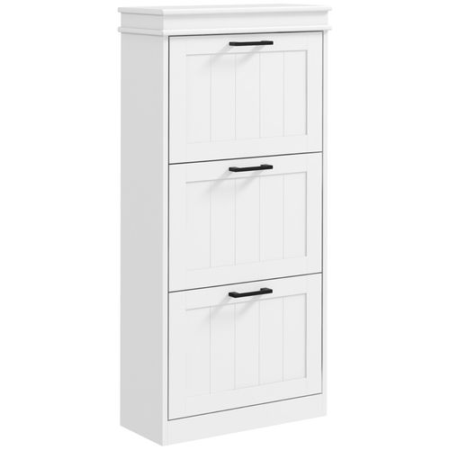 HOMCOM Slim Shoe Storage Cabinet with 3 Flip Drawers for Entryway, White - Shoe Storage from HOMCOM