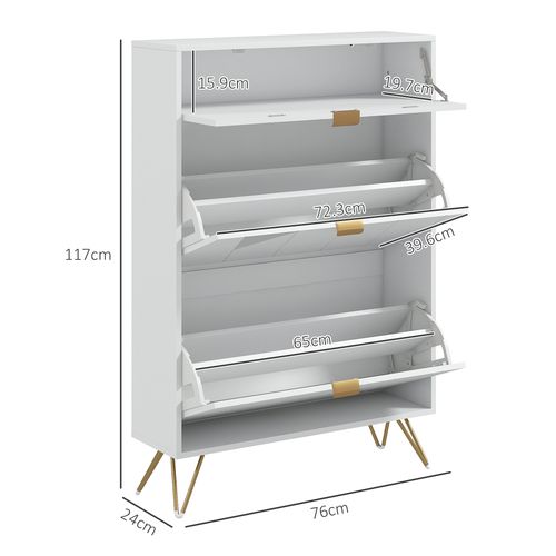 HOMCOM Slim Shoe Storage Cabinet with Flip Drawers for Entryway, Hallway, White - Shoe Storage from HOMCOM