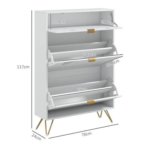 HOMCOM HOMCOM Slim Shoe Storage Cabinet with Flip Drawers for Entryway, Hallway, White - Shoe Storage