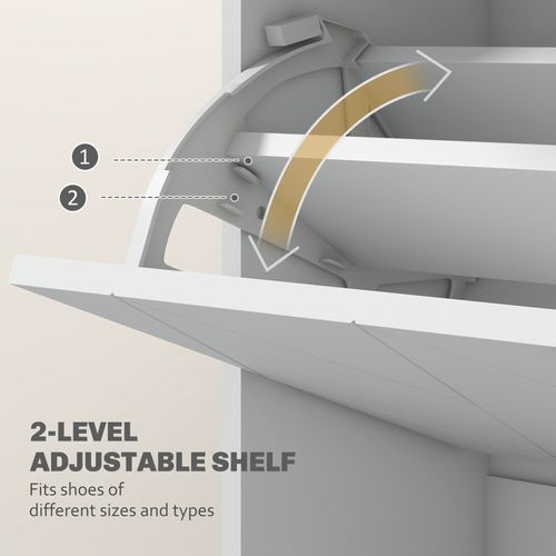HOMCOM Slim Shoe Storage Cabinet with Flip Drawers for Entryway, Hallway, White - Shoe Storage from HOMCOM