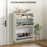 HOMCOM HOMCOM Slim Shoe Storage Cabinet with Flip Drawers for Entryway, Hallway, White - Shoe Storage