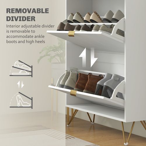 HOMCOM Slim Shoe Storage Cabinet with Flip Drawers for Entryway, Hallway, White - Shoe Storage from HOMCOM