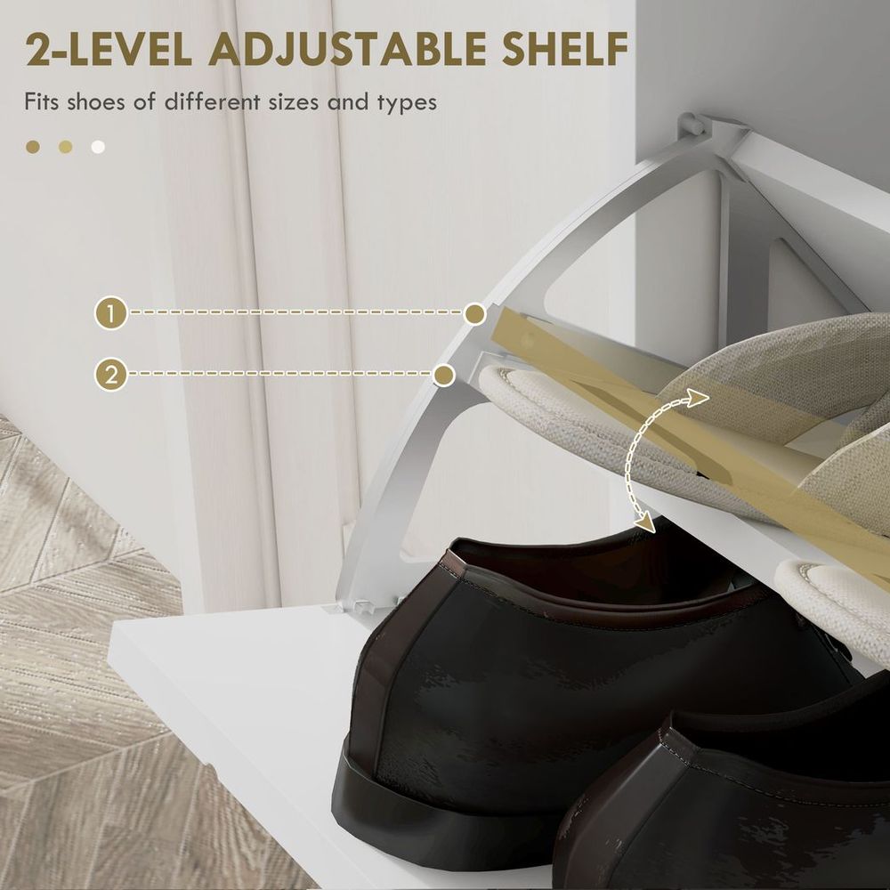 Narrow Shoe Storage Cabinet with 4 Flip Drawers for 16 Pairs of Shoes - Shoe Storage from HOMCOM