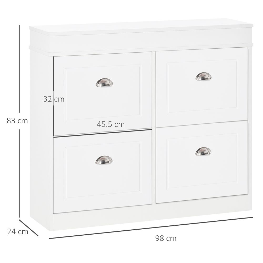 Shoe Cabinet with 4 Flip Drawers Storage Cupboard with Adjustable Shelf HOMCOM - Shoe Storage from HOMCOM