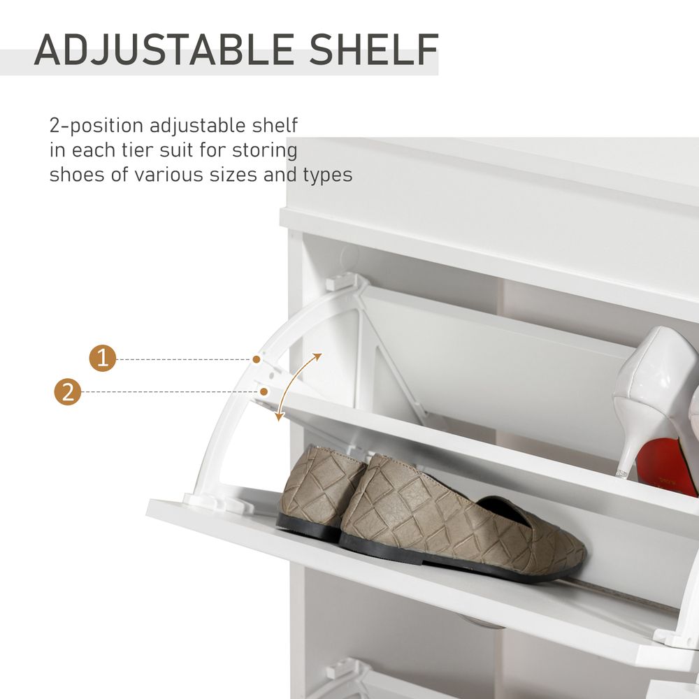 Shoe Cabinet with 4 Flip Drawers Storage Cupboard with Adjustable Shelf HOMCOM - Shoe Storage from HOMCOM