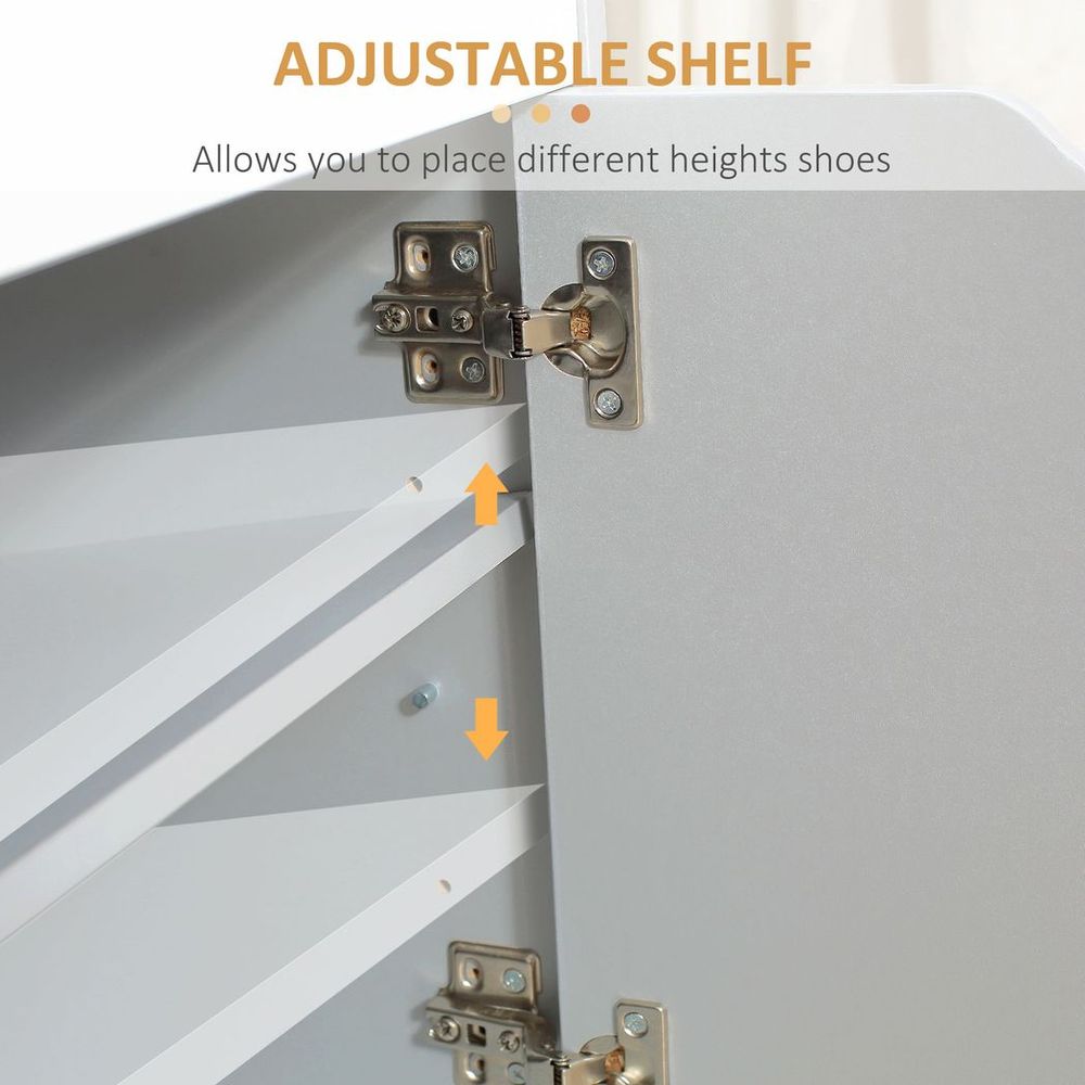 Shoe Storage Bench w/ Cabinet Adjustable Shelf and Cushion for Entryway Grey - Shoe Storage from HOMCOM