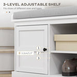HOMCOM Shoe Storage Bench with Cushion 2 Cabinets for Entryway Hallway White - Uncategorized Shoe Storage