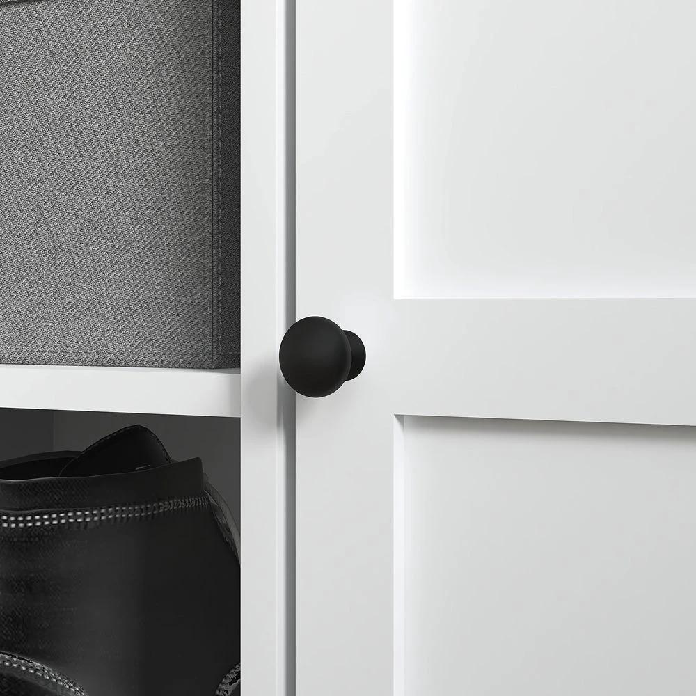 HOMCOM Shoe Storage Bench with Cushion 2 Cabinets for Entryway Hallway White - Uncategorized Shoe Storage