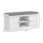 HOMCOM Shoe Storage Bench with Cushion 2 Cabinets for Entryway Hallway White - Uncategorized Shoe Storage