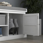 HOMCOM Shoe Storage Bench with Cushion 2 Cabinets for Entryway Hallway White - Uncategorized Shoe Storage