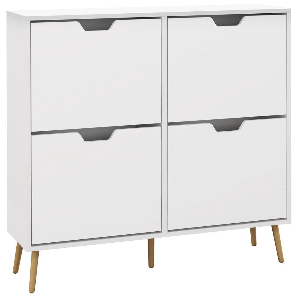 HOMCOM Shoe Storage Cabinet with 4 Flip Drawers for 16 Pairs of Shoes, White Homcom - Shoe Storage