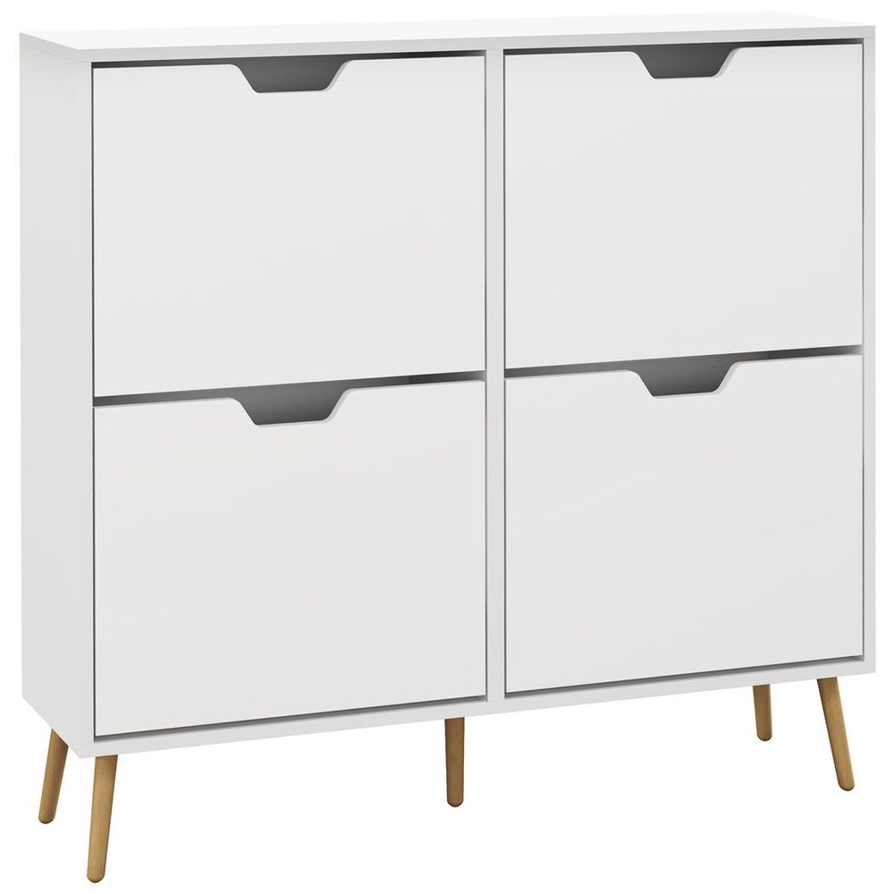 Shoe Storage Cabinet with 4 Flip Drawers for 16 Pairs of Shoes, White Homcom - Shoe Storage from HOMCOM