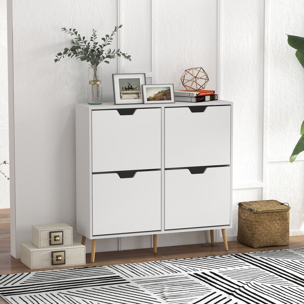 Shoe Storage Cabinet with 4 Flip Drawers for 16 Pairs of Shoes, White Homcom - Shoe Storage from HOMCOM