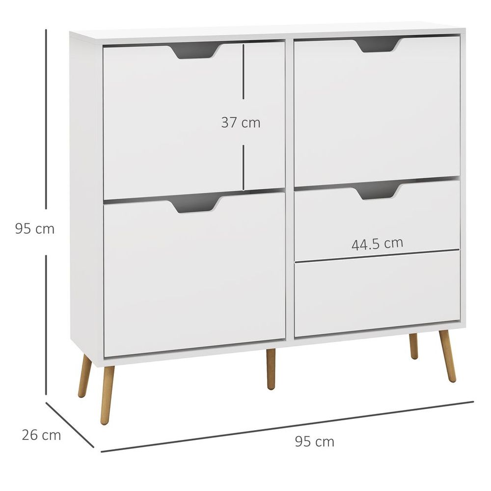 Shoe Storage Cabinet with 4 Flip Drawers for 16 Pairs of Shoes, White Homcom - Shoe Storage from HOMCOM