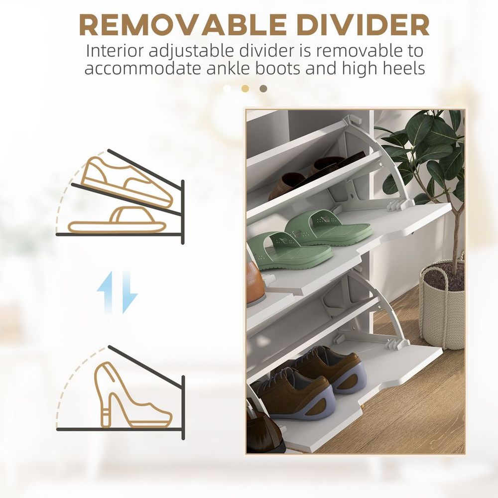 Shoe Storage Cabinet with 4 Flip Drawers for 16 Pairs of Shoes, White Homcom - Shoe Storage from HOMCOM