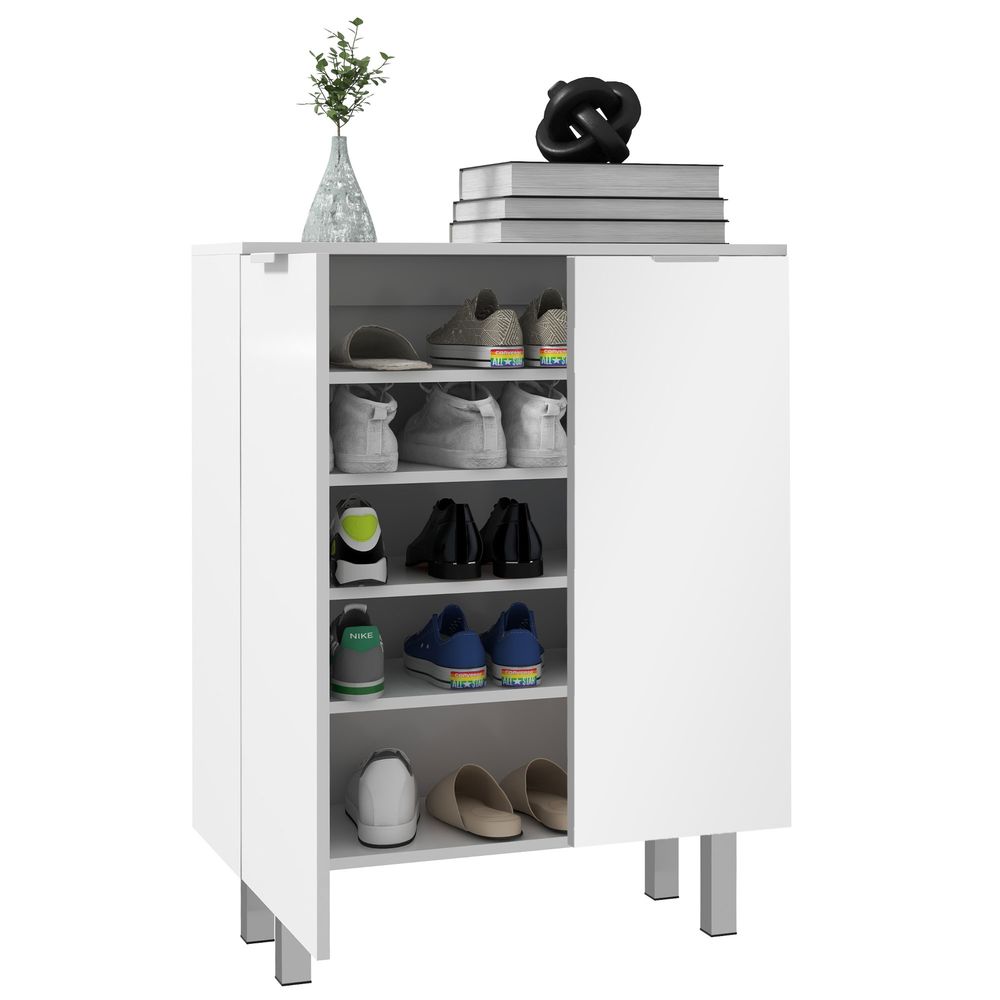 Shoe Storage Cabinet with Soft-Close Hinges & Adjust Shelves, High Gloss - Shoe Storage from HOMCOM