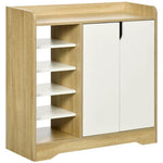 Shoe Storage Organizer w/ Double Door Cabinet Open Shelves for Hallway Entryway by HOMCOM