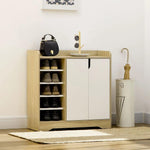 Shoe Storage Organizer w/ Double Door Cabinet Open Shelves for Hallway Entryway by HOMCOM